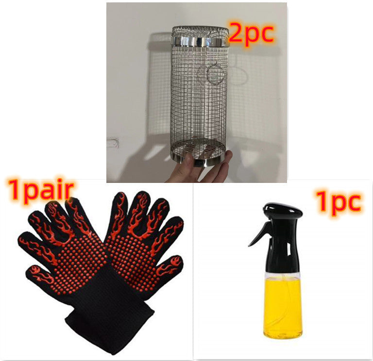Roll Grillen Korb Metall BBQ Grill Korb Net Tragbare Outdoor Camping Grill Rack Küche Gadgets