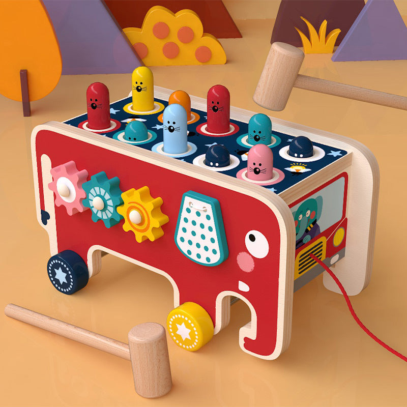 Montessori Kleinkinder Kinder Holz Hämmerte Bank Tier Bus Spielzeug Frühen Pädagogisches Set Geschenke Für Kinder Spielzeug Musikinstrument