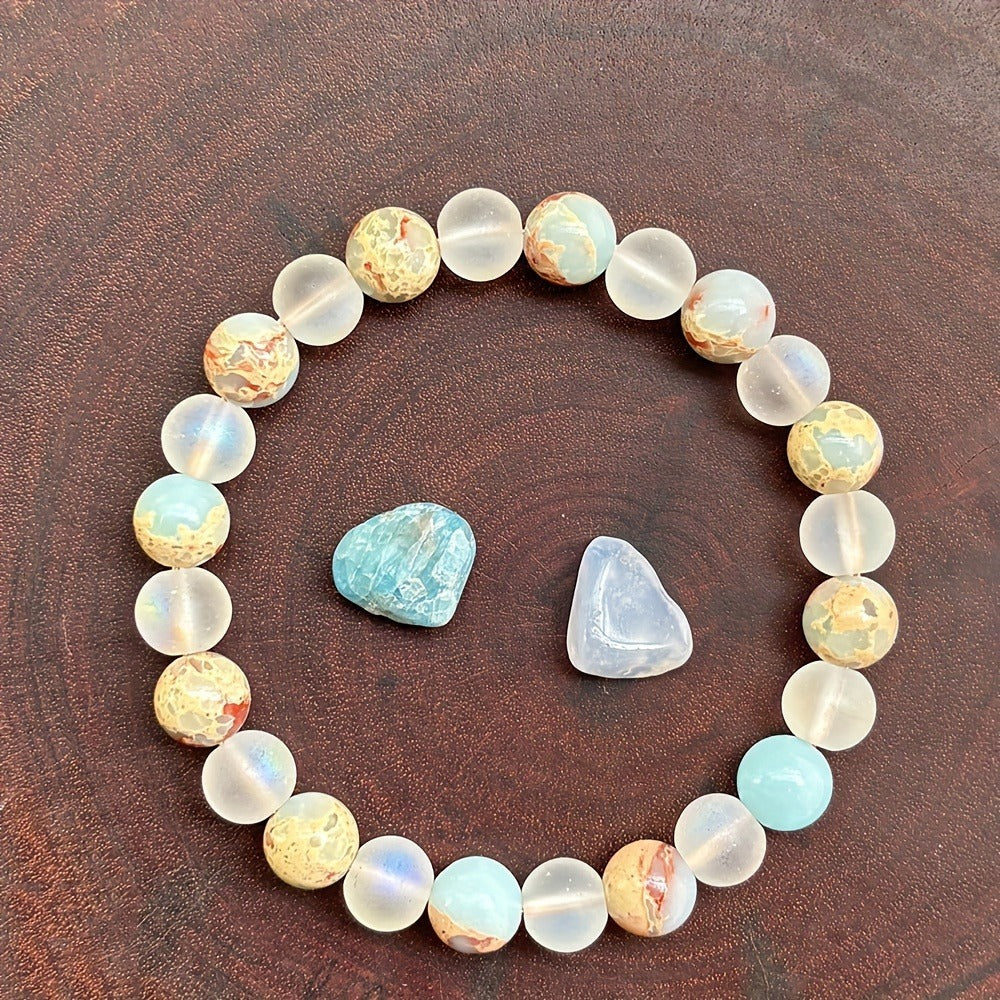 Handgefertigtes gewebtes Holzmuster, Mineral, blauer Edelstein, Pulver, Kristall, gelb, Tigerauge, lila, grün, Katzenauge, Stein, Handarmband für Frauen und Männer, Modeschmuck