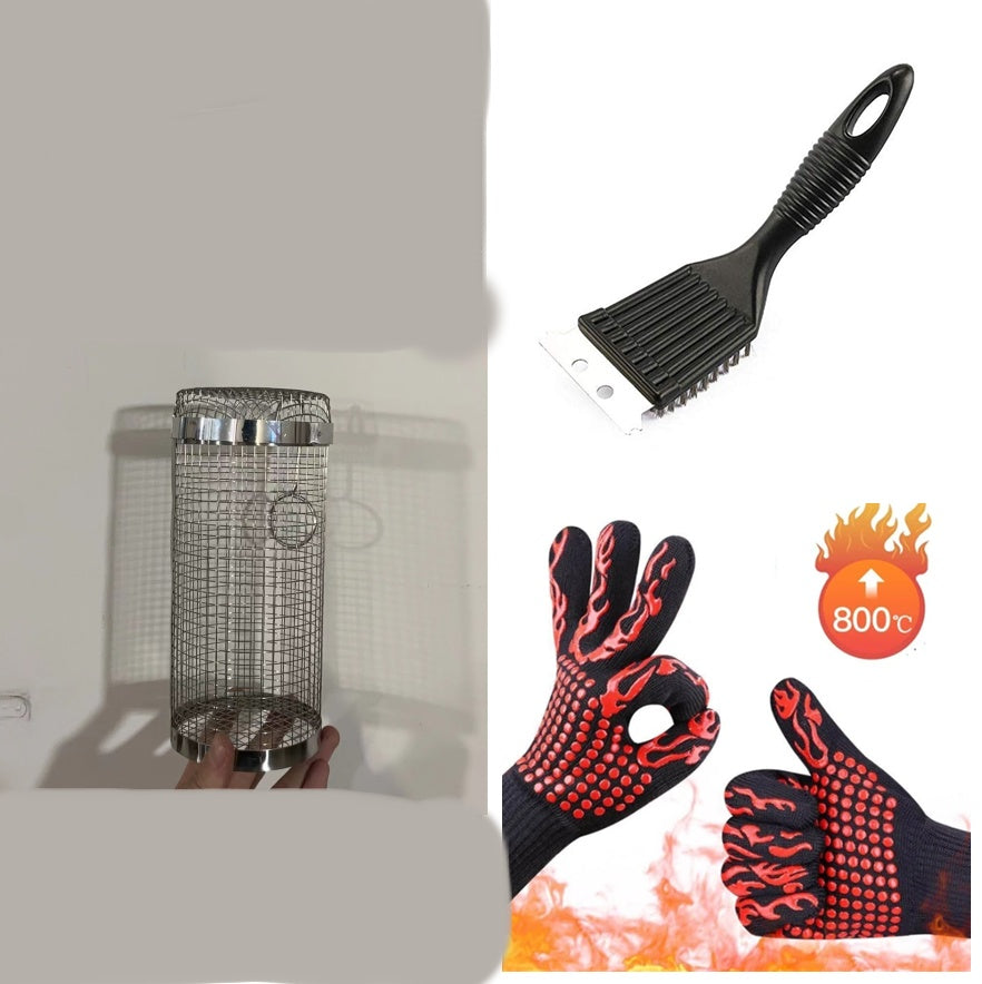 Roll Grillen Korb Metall BBQ Grill Korb Net Tragbare Outdoor Camping Grill Rack Küche Gadgets