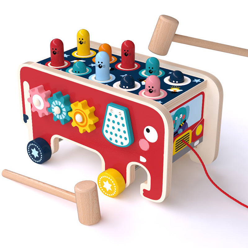 Montessori Kleinkinder Kinder Holz Hämmerte Bank Tier Bus Spielzeug Frühen Pädagogisches Set Geschenke Für Kinder Spielzeug Musikinstrument