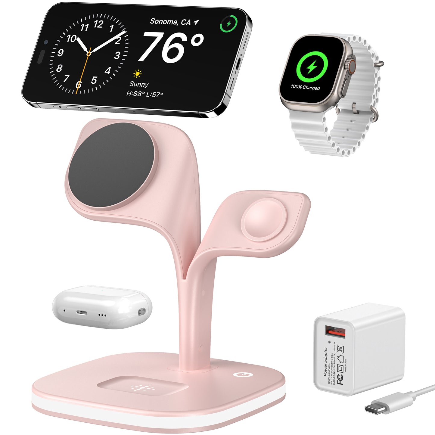 5-in-1 magnetische, kabellose Desktop-Schnellladestation für mehrere Geräte