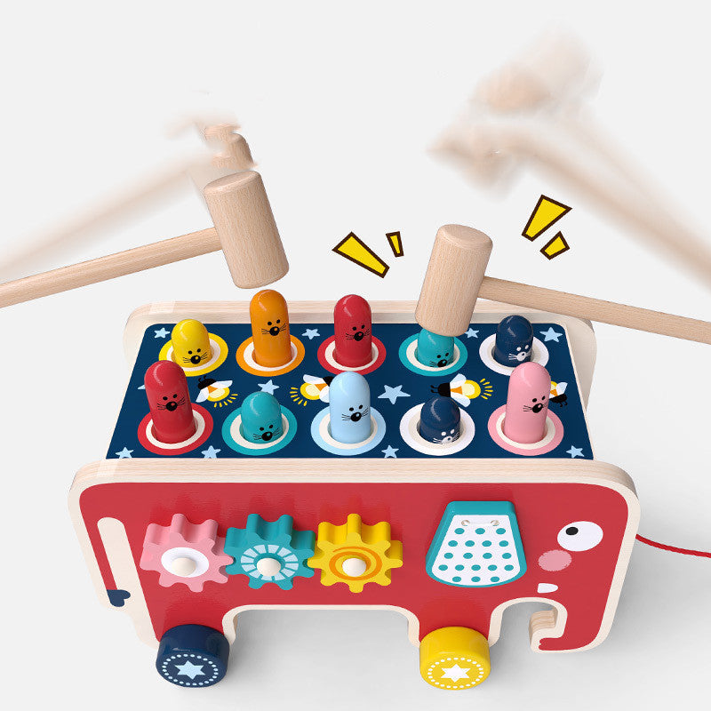 Montessori Kleinkinder Kinder Holz Hämmerte Bank Tier Bus Spielzeug Frühen Pädagogisches Set Geschenke Für Kinder Spielzeug Musikinstrument